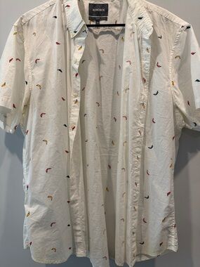 Bonobos White Short-Sleeve Button-Up Shirt with Multicolor Micro Print